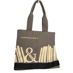 Barnes & Noble Black & Gray Tote Bag Organic Cotton Reusable  15" x 14" x 5"